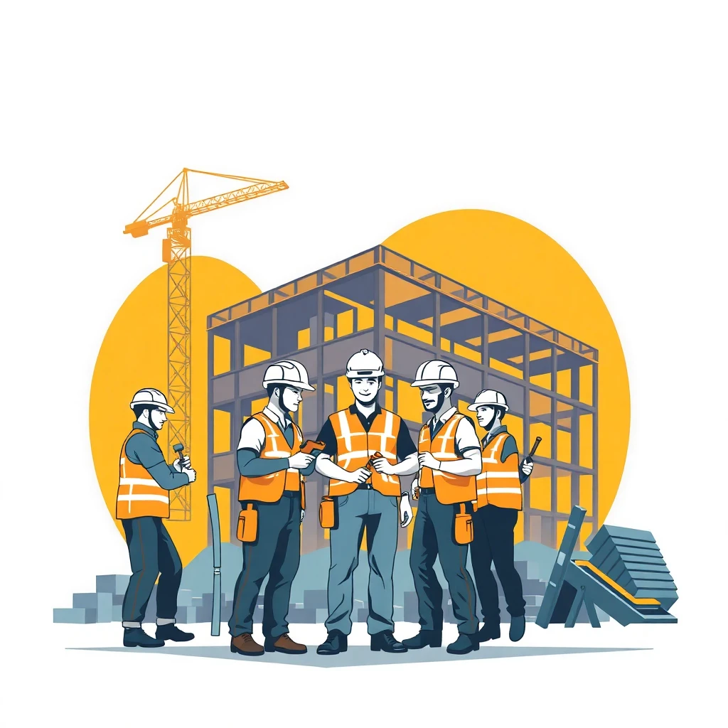 Construction team at work