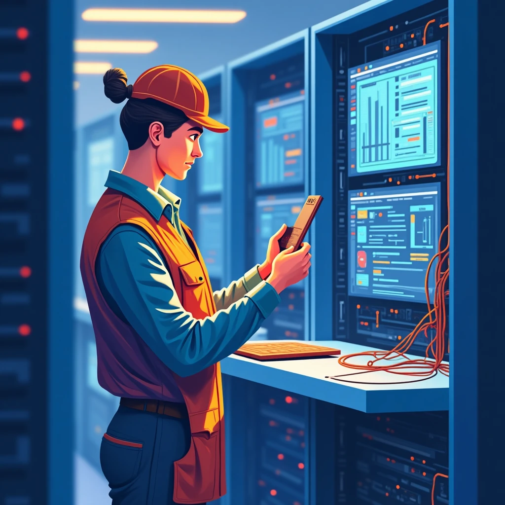 Network engineer at work